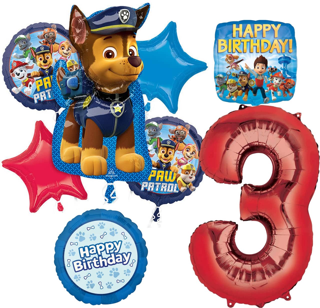 Paw Patrol™ Chase Birthday 8-Piece Foil Balloon Bouquet